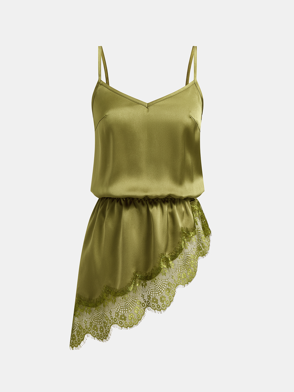 Satin-Cami-Top mit Spitze und asymmetrischem Saum