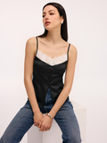 Satin-Cami-Top mit Spitzenbesatz
