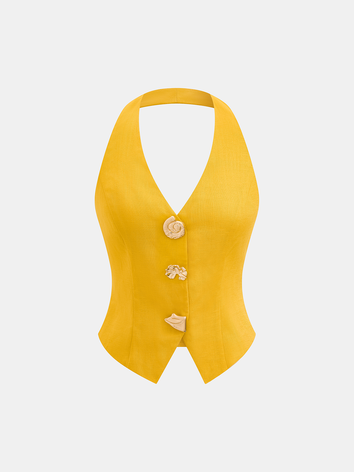 Leinenmischgewebe-Neckholder-Top und Shorts-Set
