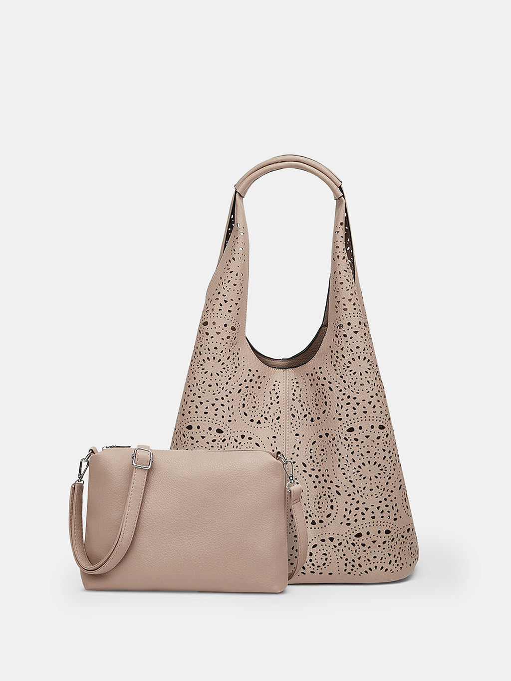 Perforierte große Hobo-Tasche mit Blumenmuster