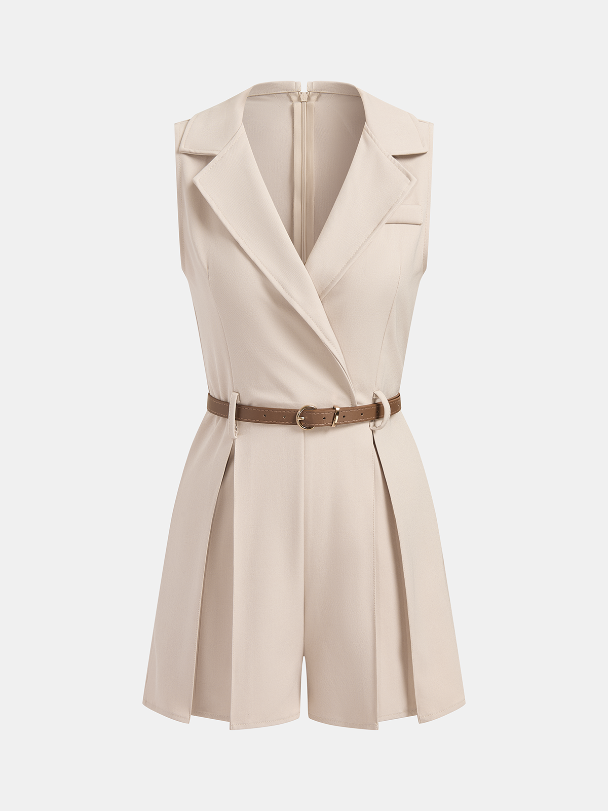 Combinaison-short ceinturée sans manches style blazer