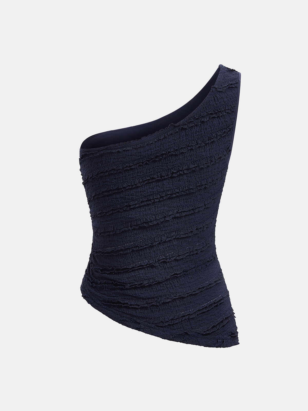 Haut en maille texturée à une épaule avec boucle en métal