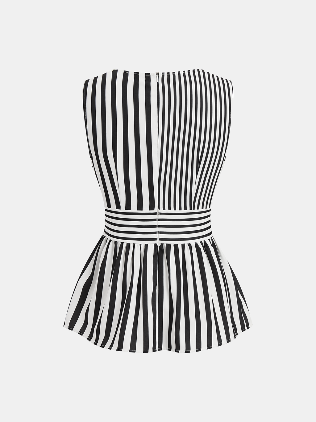 Ensemble haut péplum sans manches rayé et pantalon