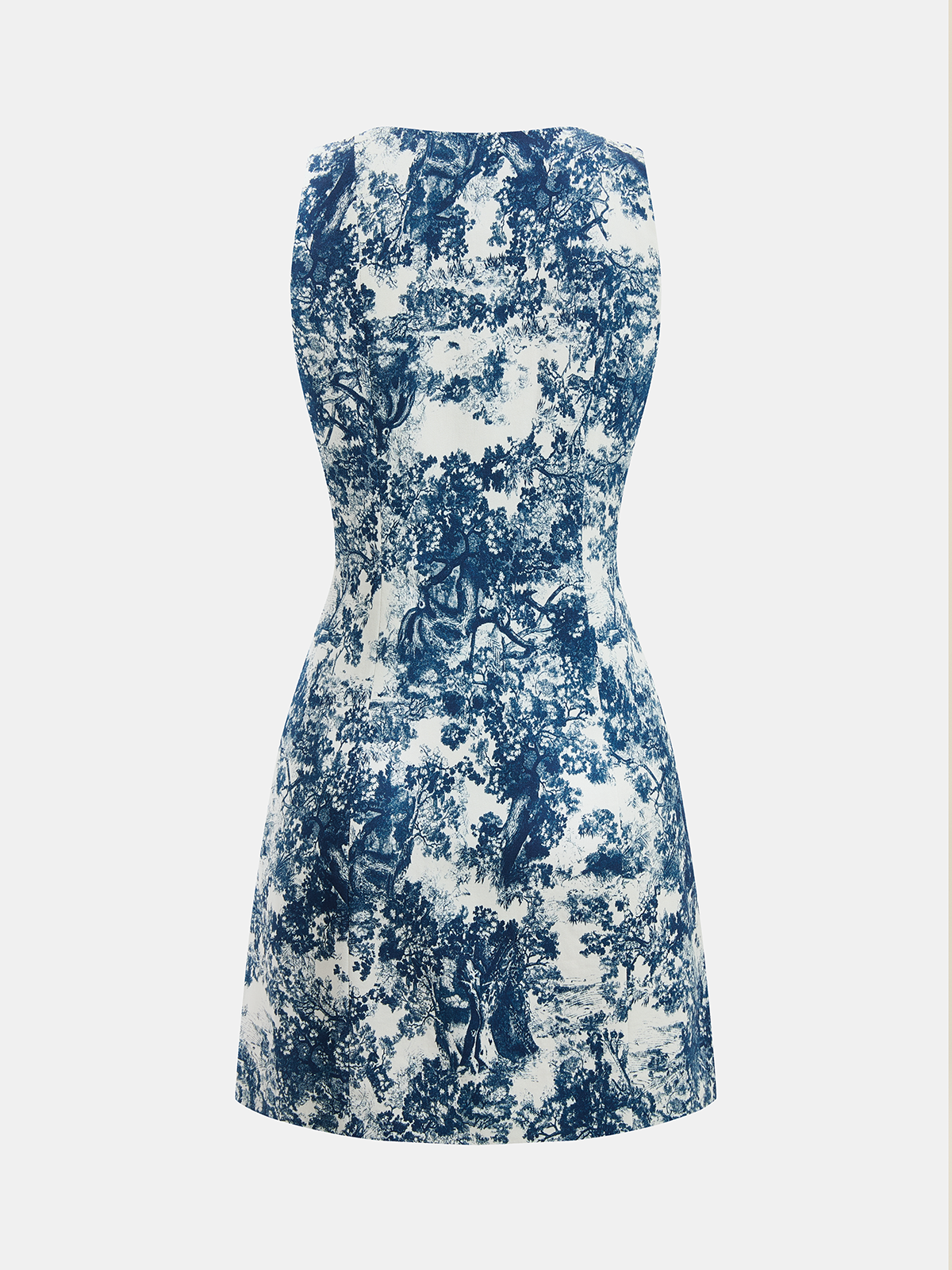 Ärmelloses Mini-Knopfkleid mit Toile-Muster