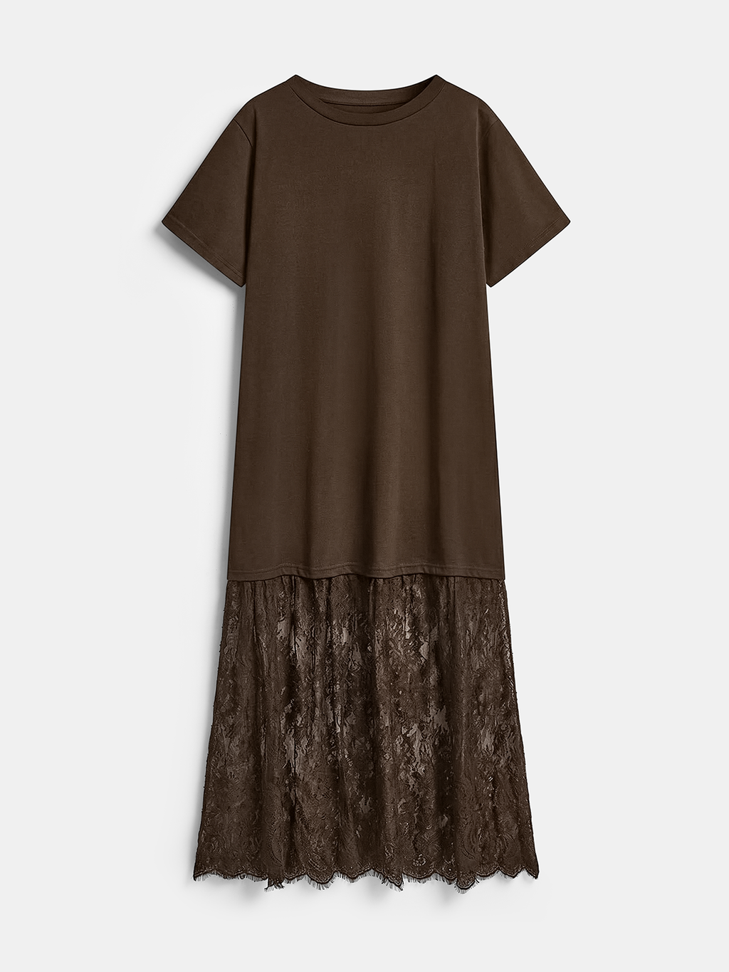 Lace Panel Short Sleeve Maxi Dress
