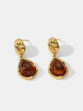 Textured Teardrop Gem Drop Earrings