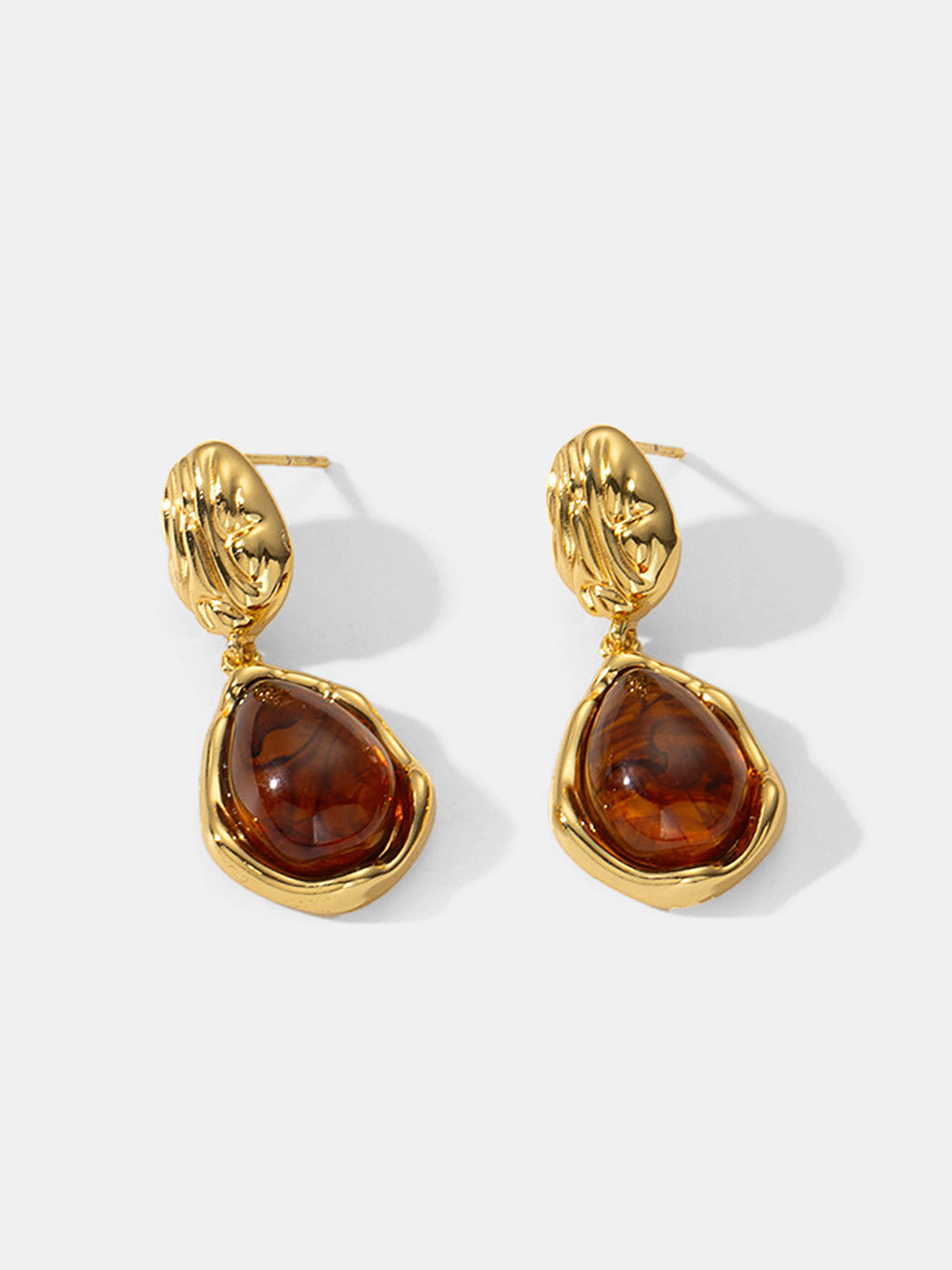 Boucles d'oreilles pendantes gemmes goutte d'eau texturées