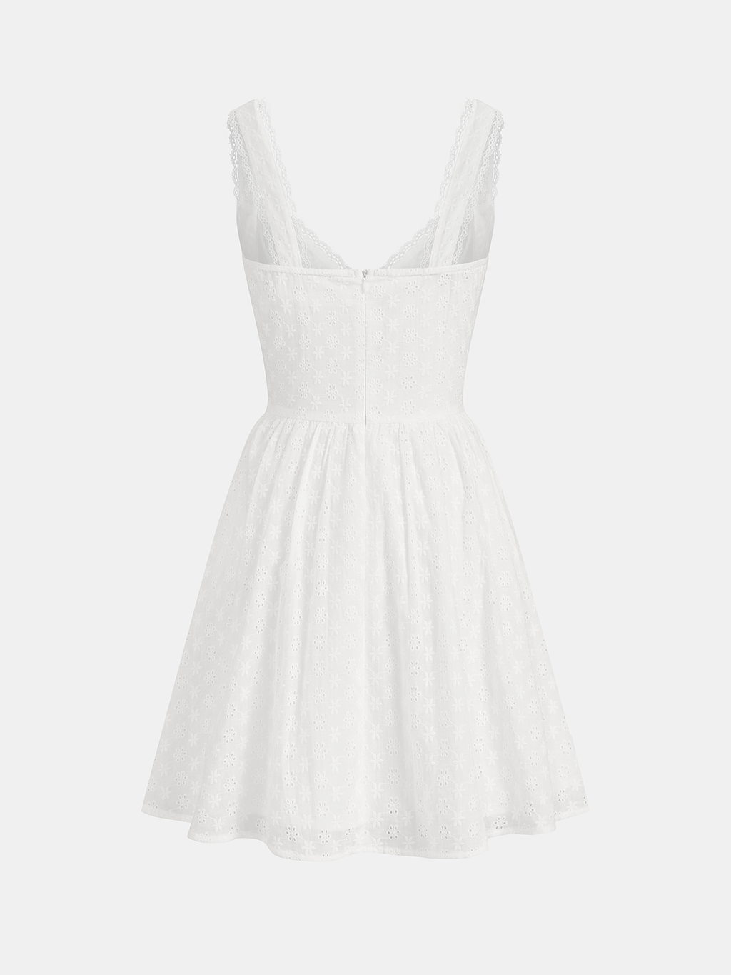 Mini-Kleid aus Baumwolle mit Ösenstickerei