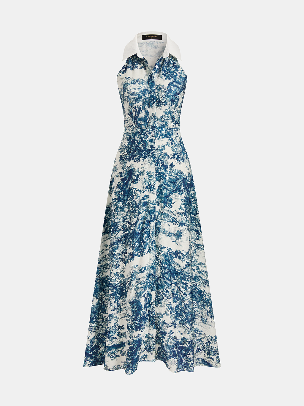 Maxikleid mit Toile-Print, Kragen und Knopfleiste