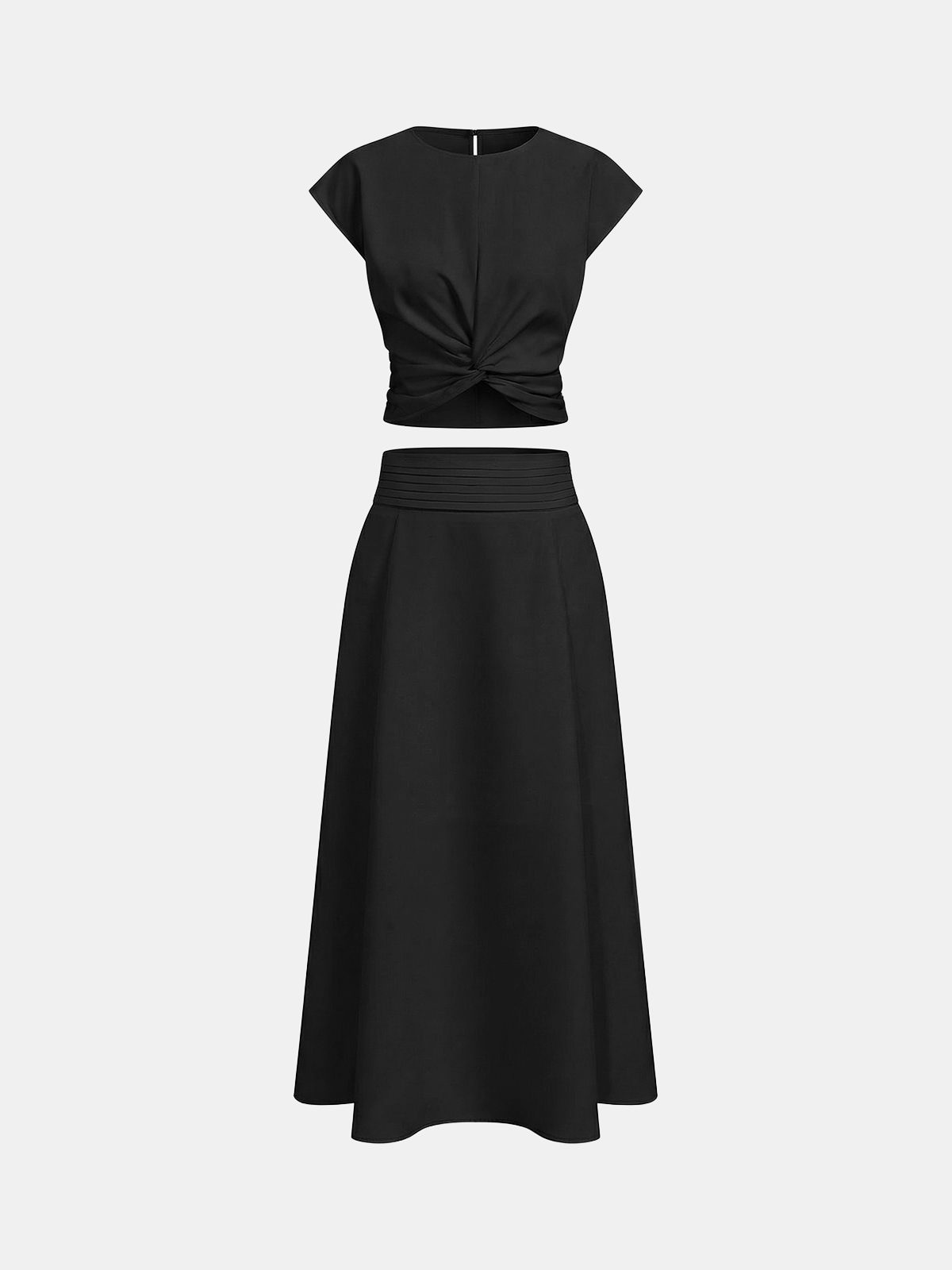 Ensemble crop top torsadé et jupe midi