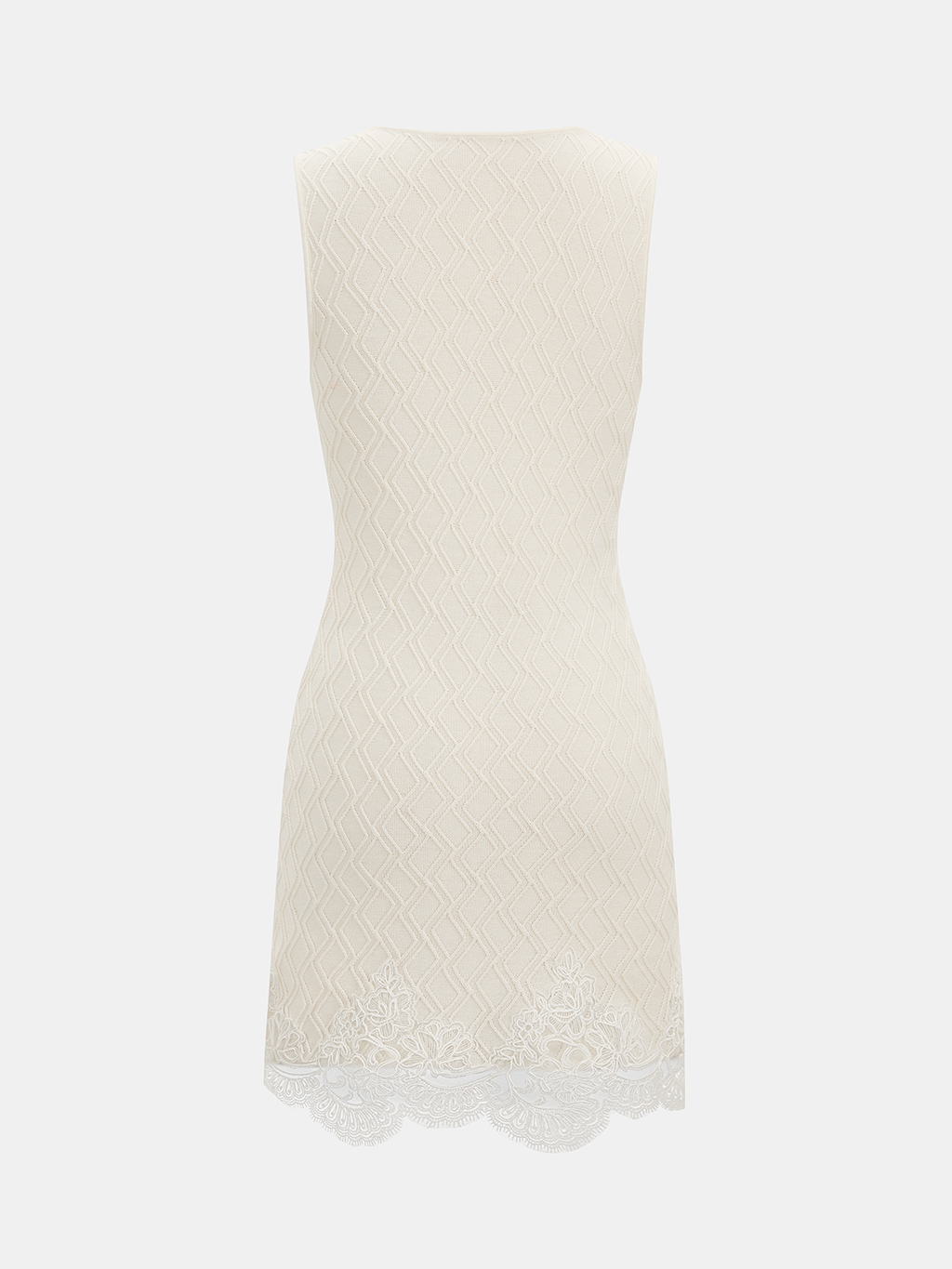 Mini-robe moulante sans manches texturée avec bordure en dentelle
