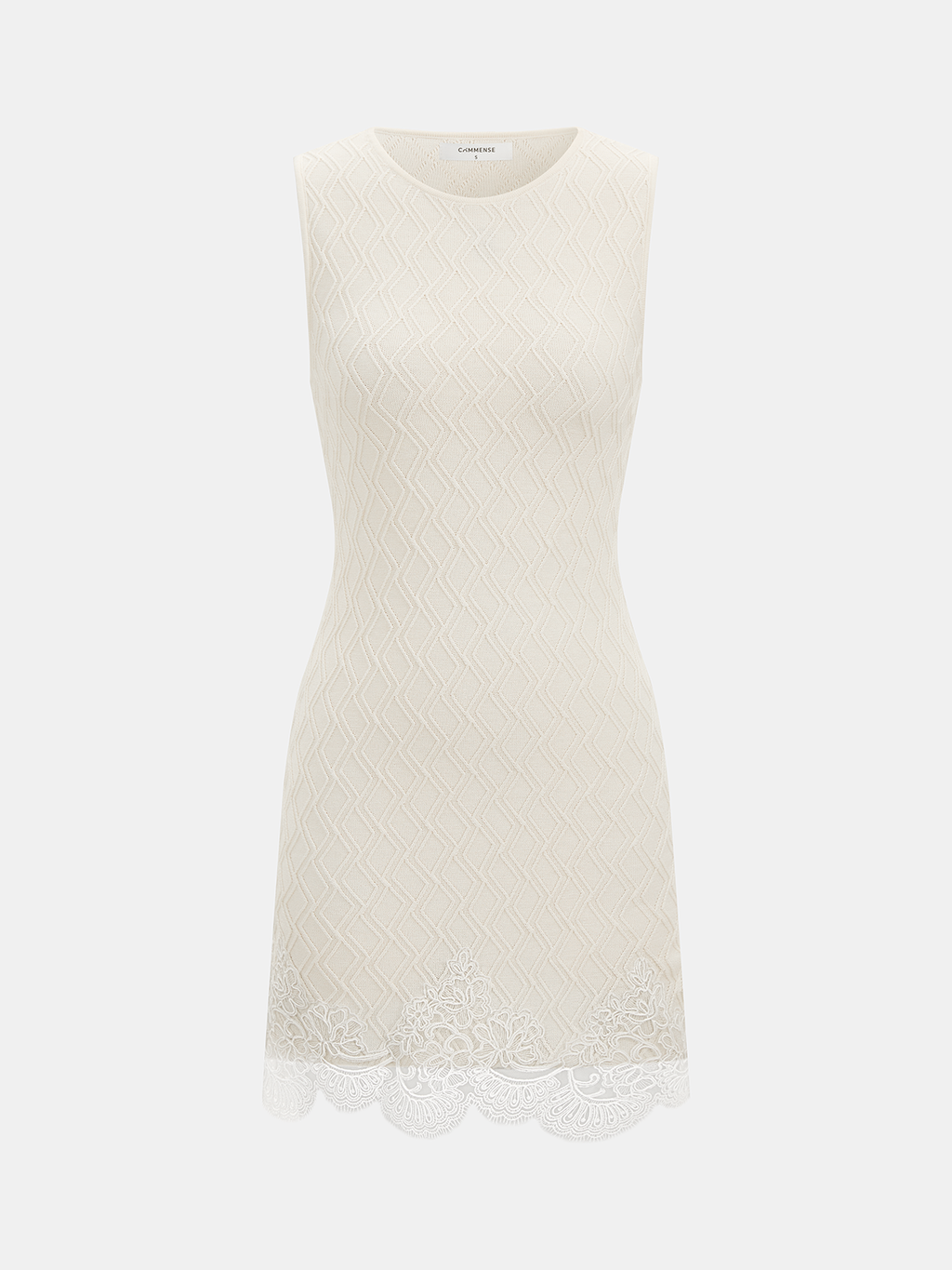 Mini-robe moulante sans manches texturée avec bordure en dentelle