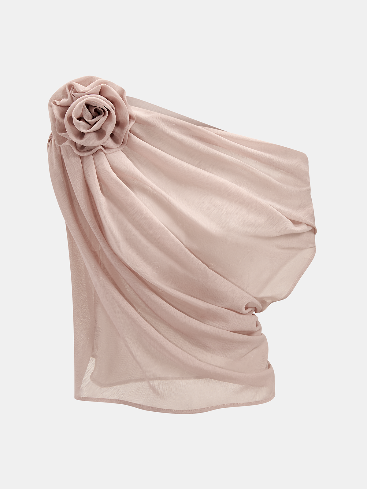One Shoulder 3D-Bluse mit Blumen und Transparenz