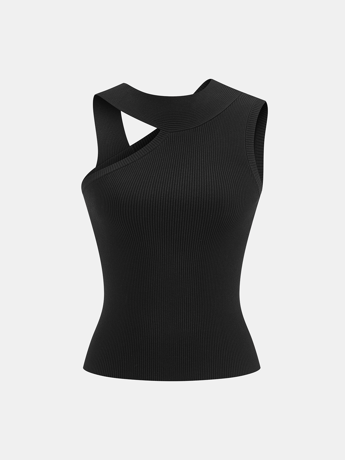 Asymmetrisches geripptes Tanktop mit Cut-Outs