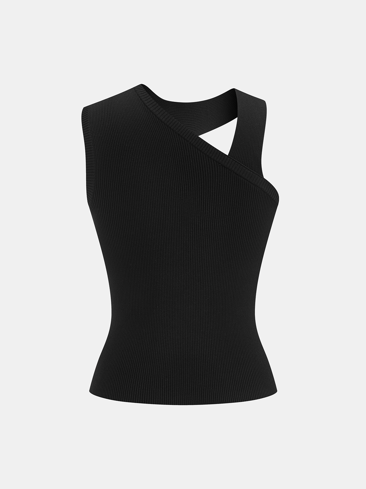 Asymmetrisches geripptes Tanktop mit Cut-Outs