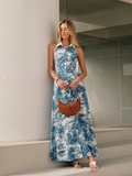Maxikleid mit Toile-Print, Kragen und Knopfleiste