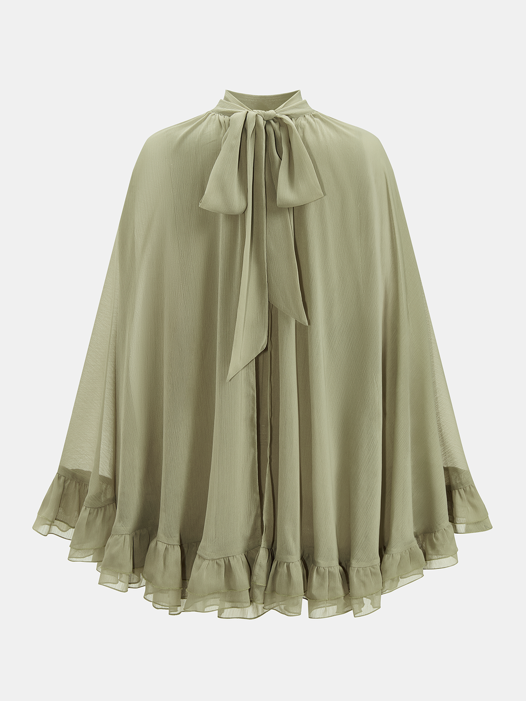Ensemble deux pièces en mousseline de soie : Cape volantée et robe sans manches