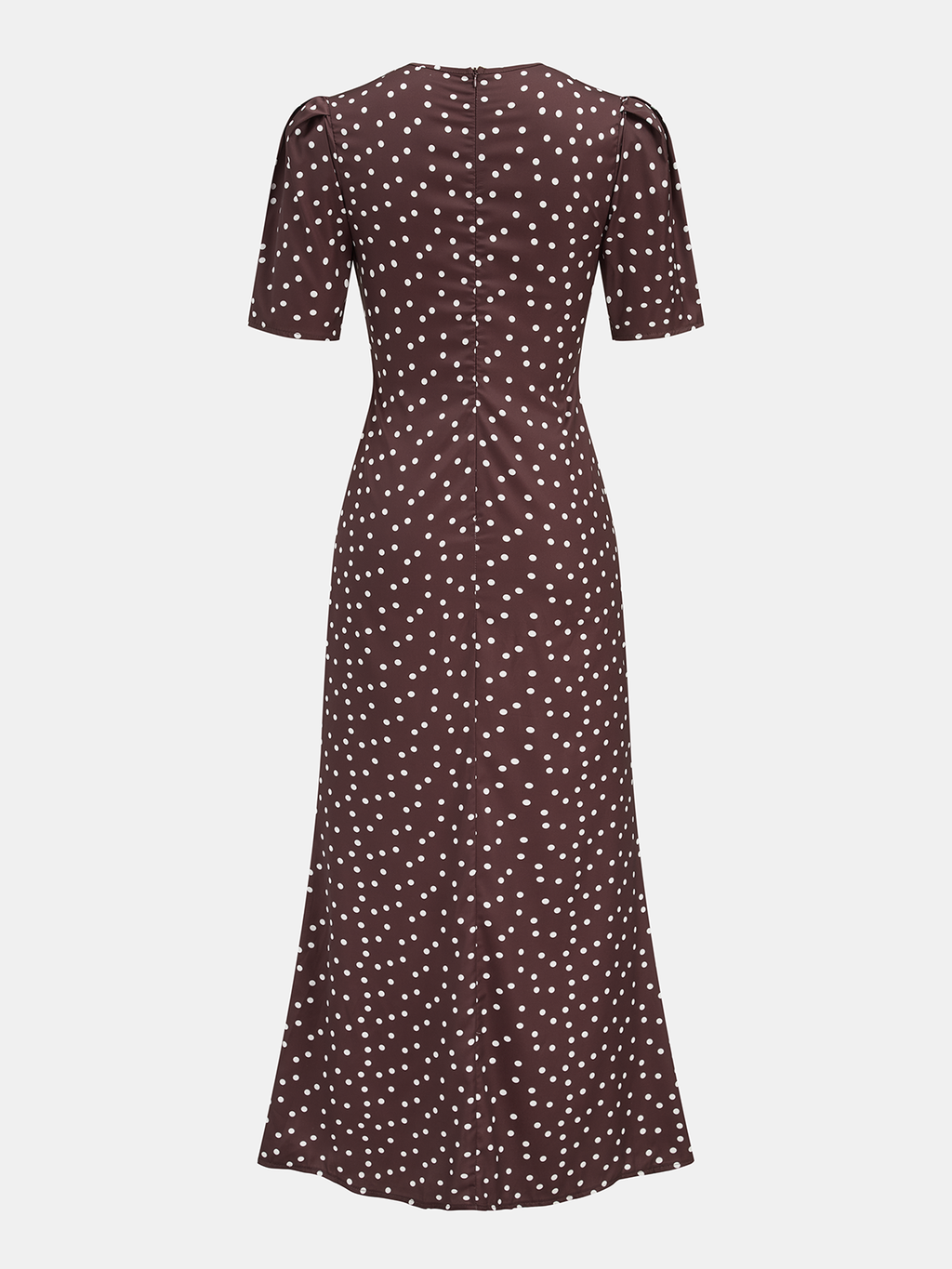 Maxikleid mit Lochspitzen-Einsatz, Tupfen und kurzen Ärmeln