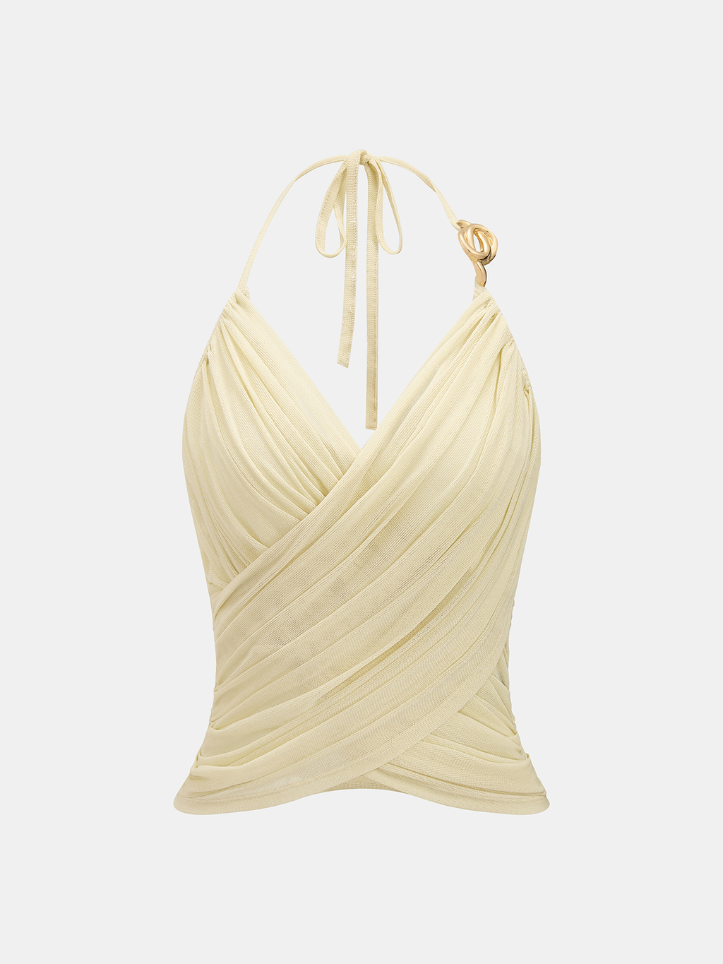 Neckholder-Tanktop mit Raffung und Metallring