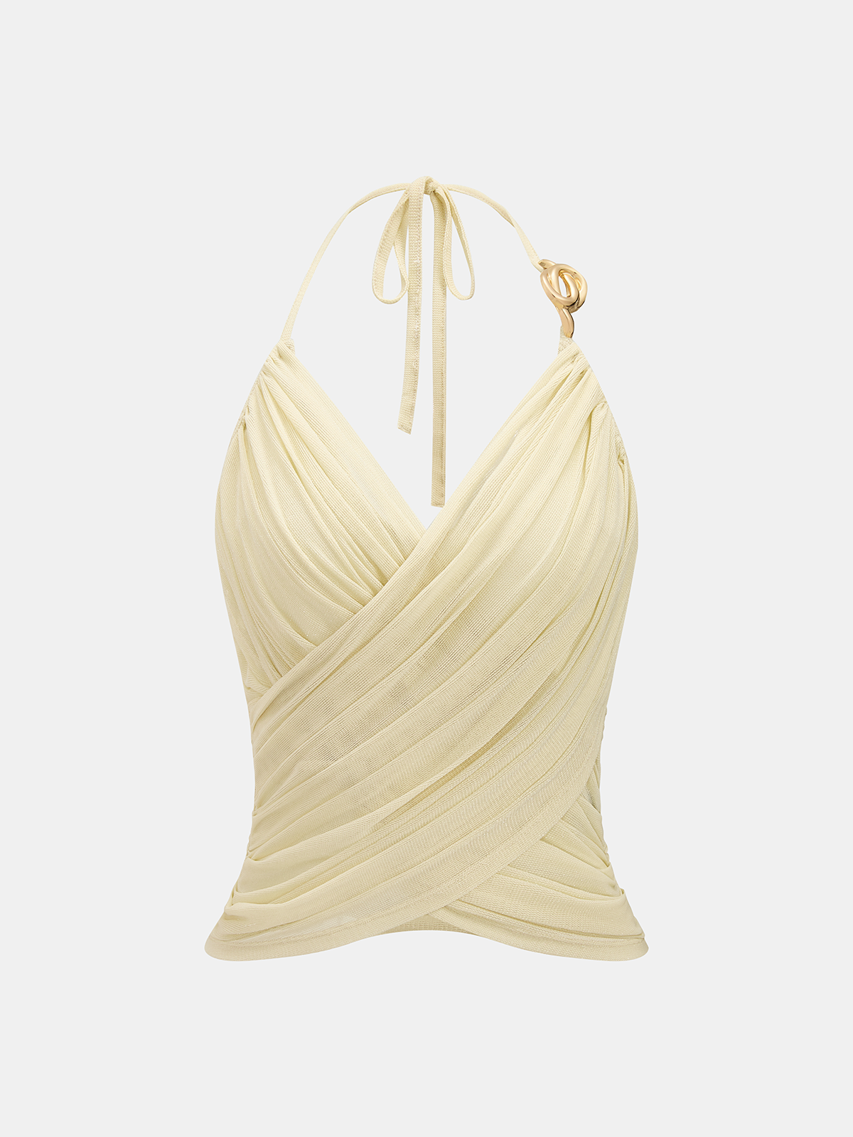 Haut bustier froncé à anneau métallique