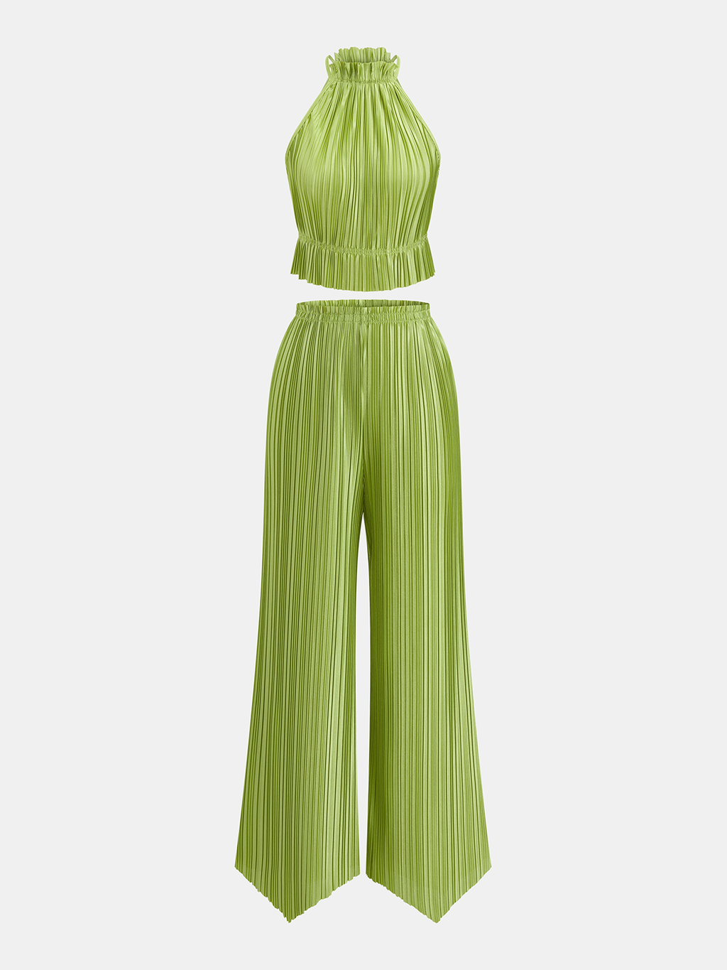 Gefaltetes Neckholder Crop Top & Hose Set