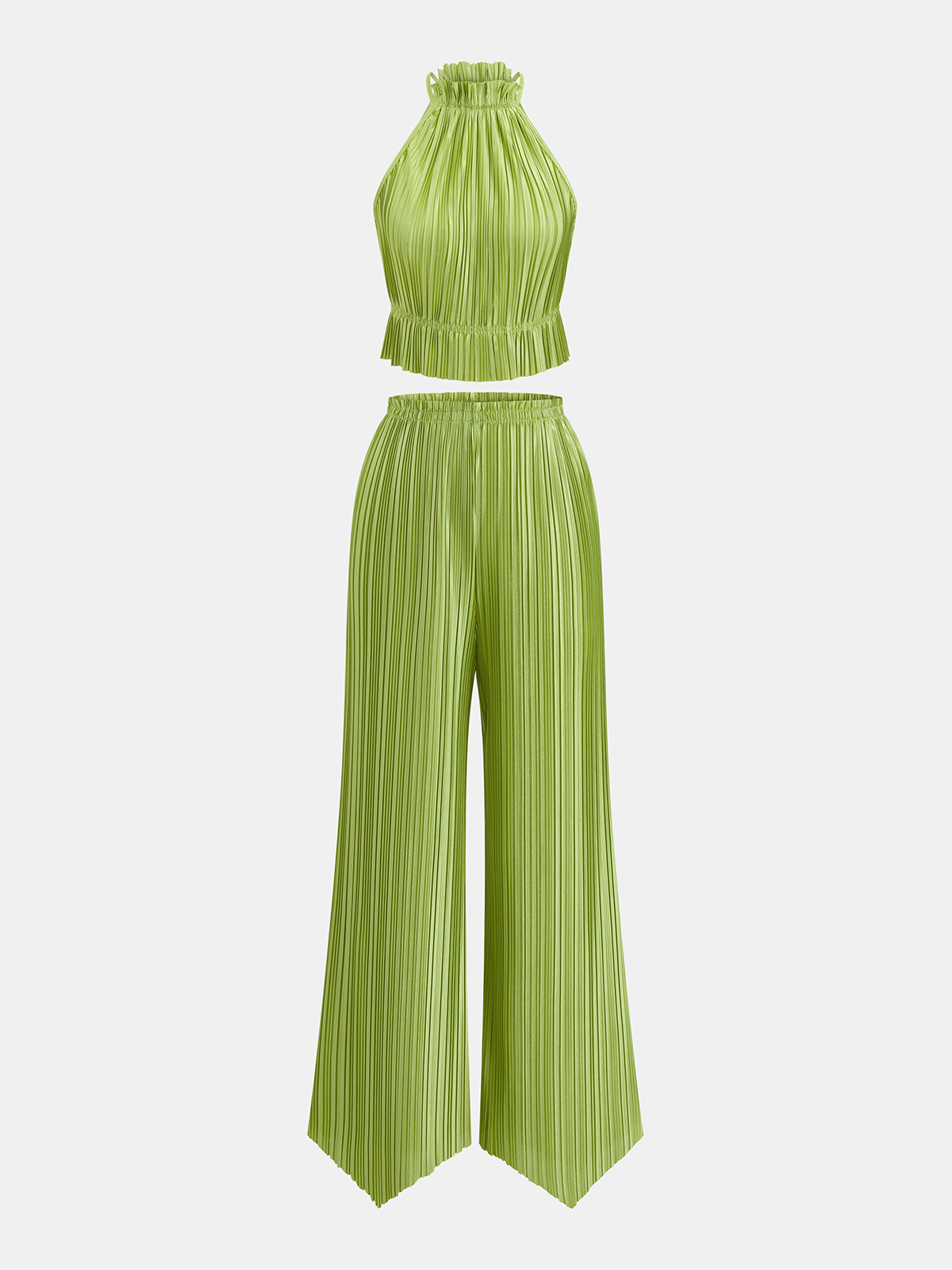 Gefaltetes Neckholder Crop Top & Hose Set