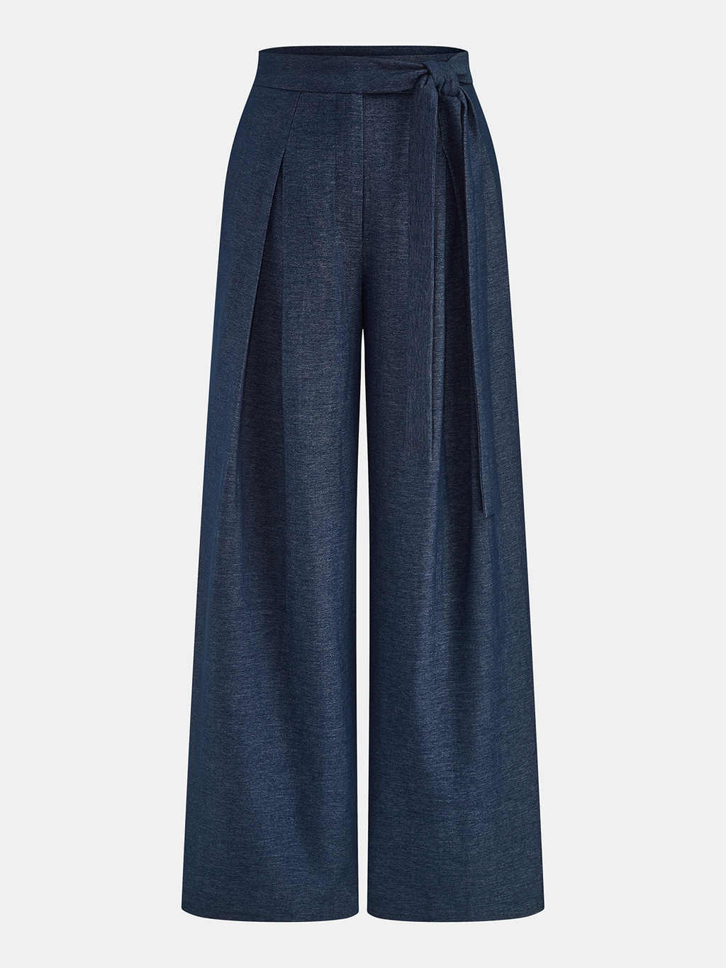 Pantalon large taille mi-haute à nouer