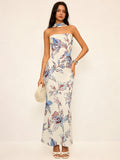 Robe longue dos nu à imprimé floral