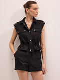 Ensemble gilet utilitaire et short en mélange de coton