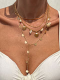 Collier à pendentif multi-couches en coquillages