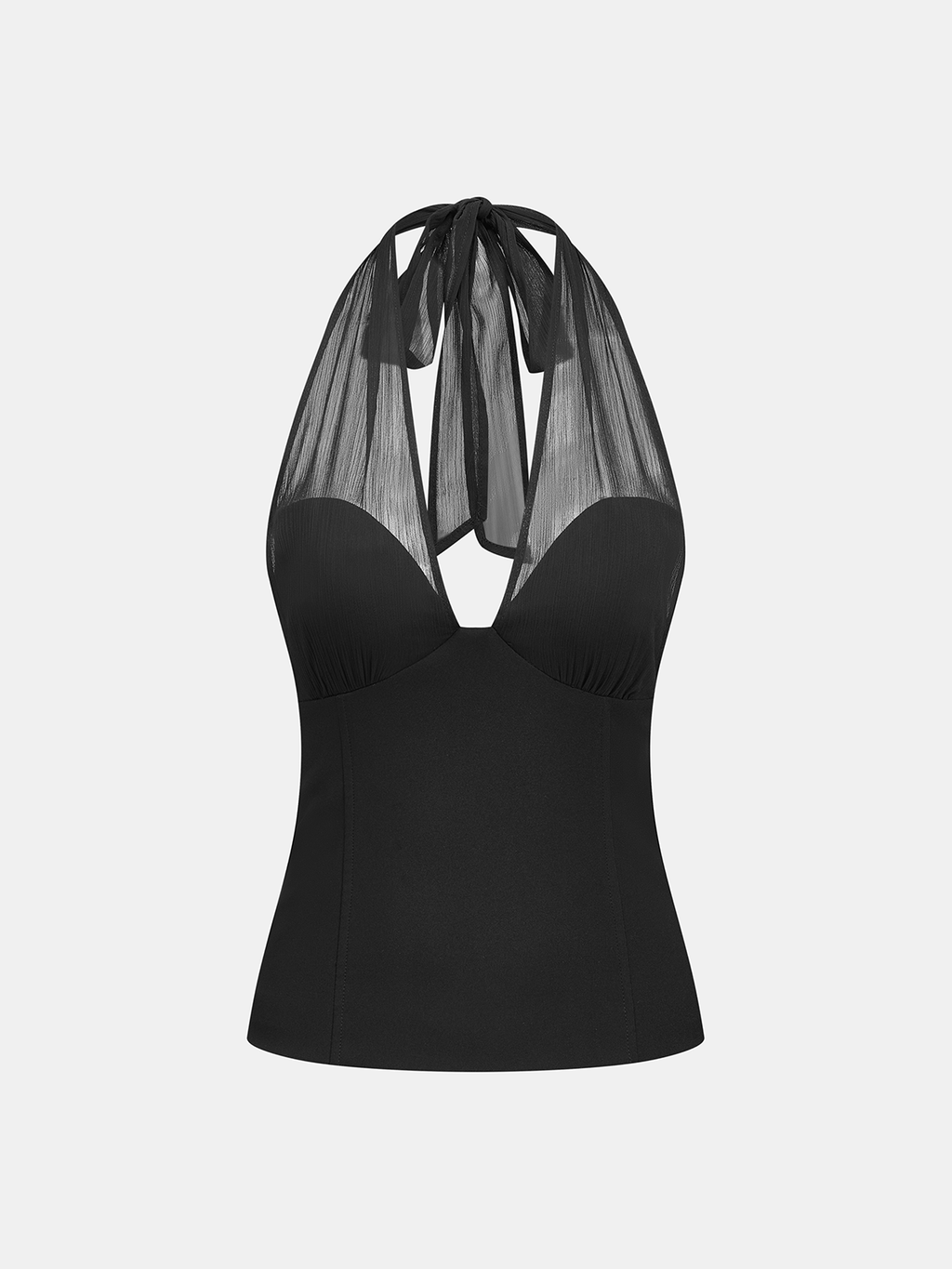 Sheer Halter Neck Top & Shorts Set