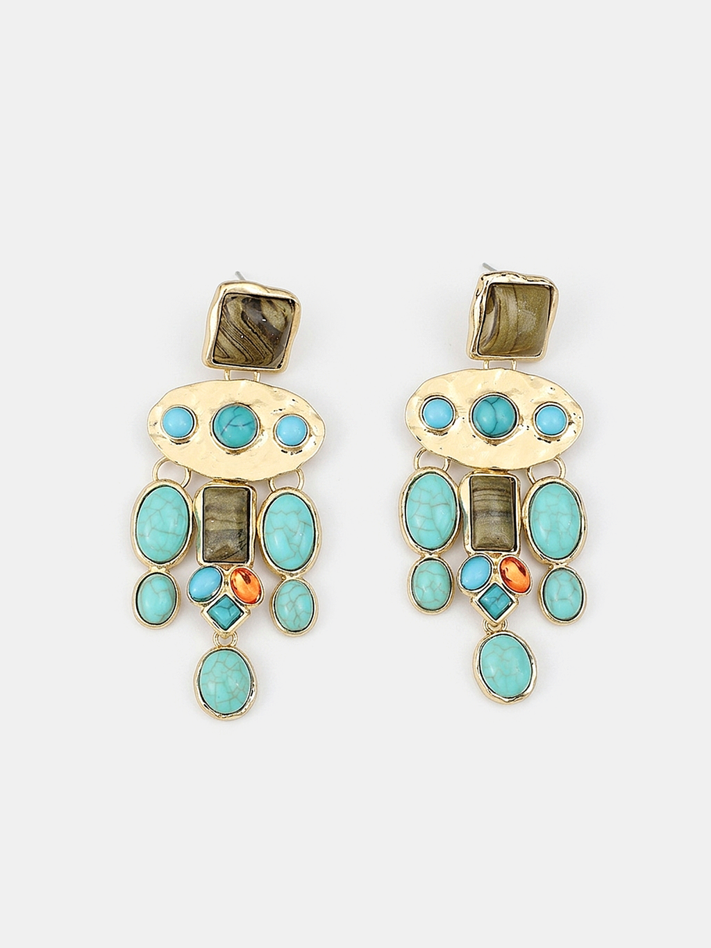 Boucles d'oreilles pendantes à pierres précieuses (style statement)