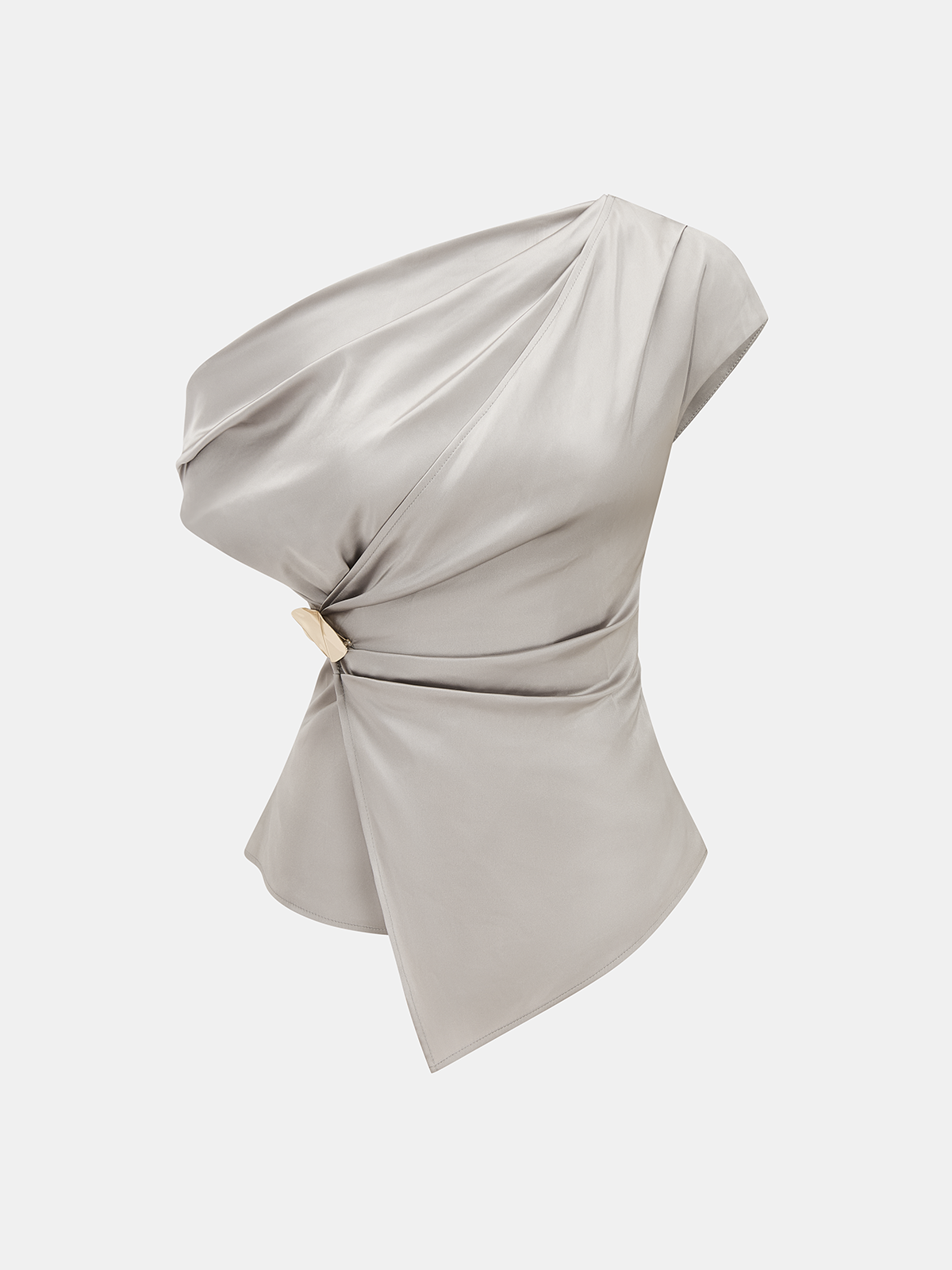 Ensemble haut satin asymétrique & pantalon à cordon