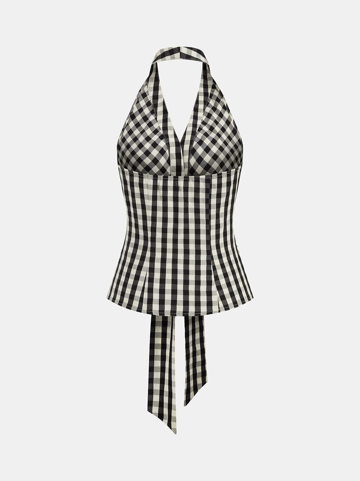 Ensemble top licou et pantalon à nouer à la taille en vichy