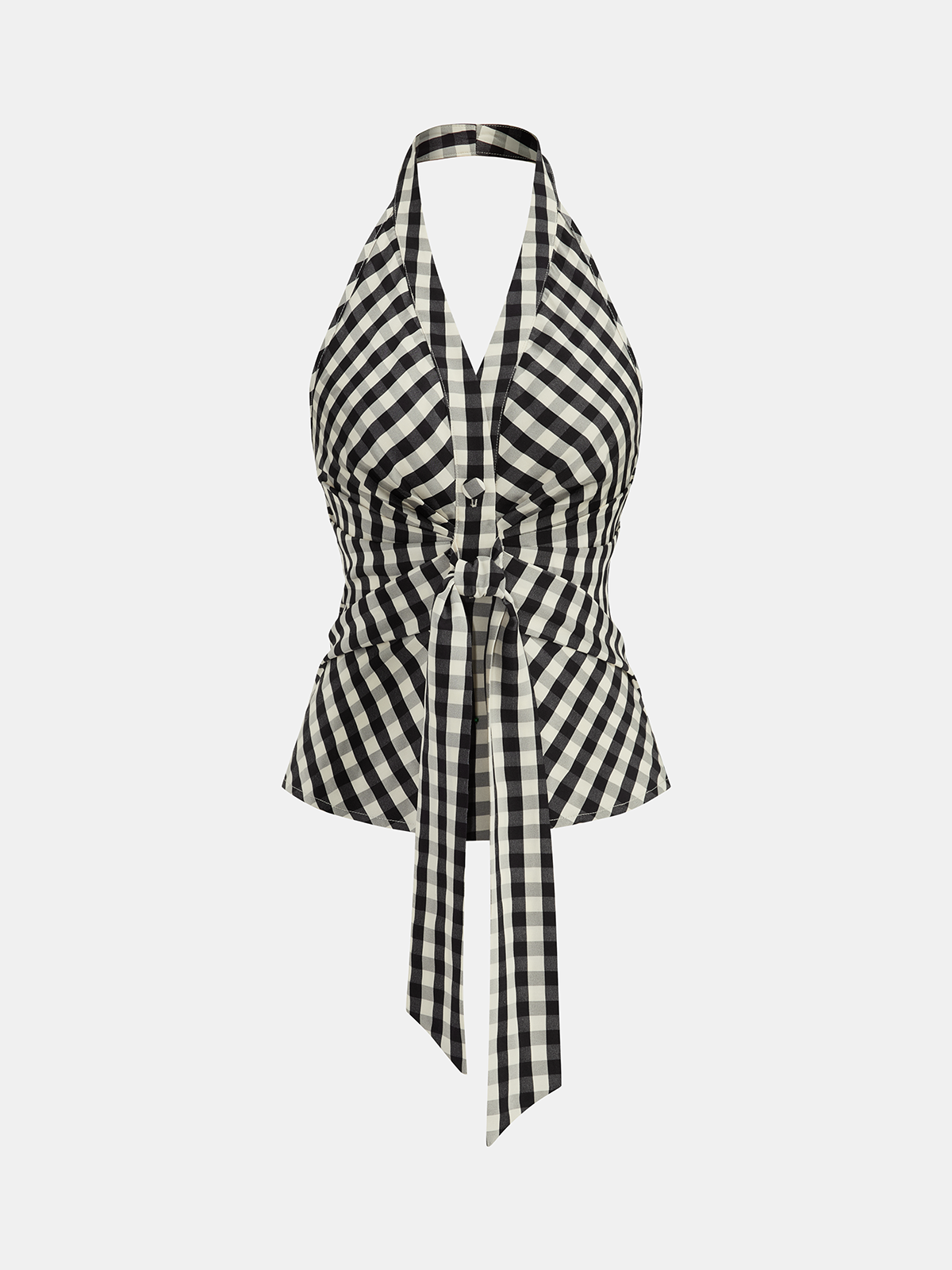 Ensemble top licou et pantalon à nouer à la taille en vichy