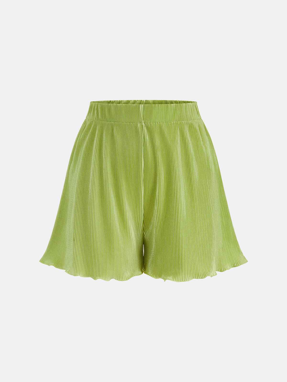 Plissiertes Crop-Shirt mit gedrehter Vorderseite und Shorts-Set