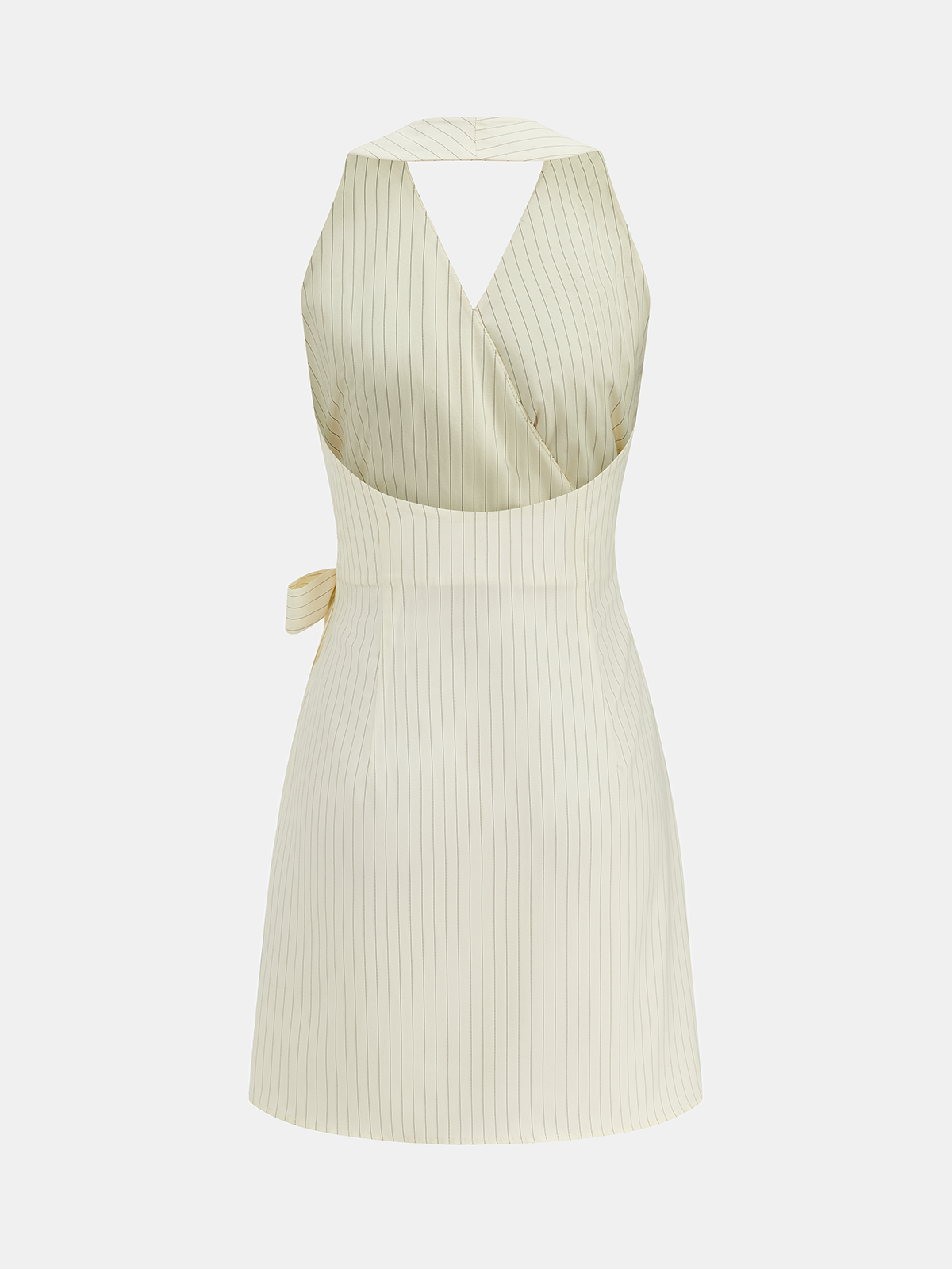 Gestreiftes Neckholder-Wickel-Minikleid