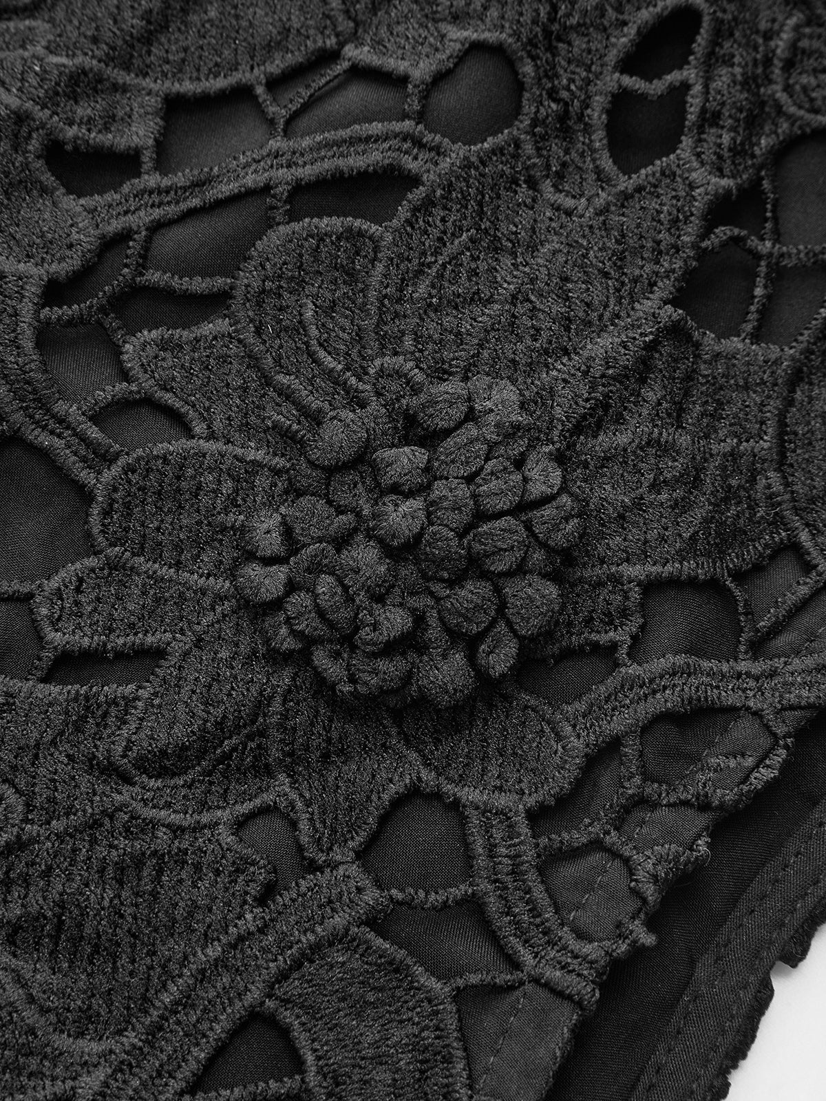 Crop top sans manches en dentelle florale 3D