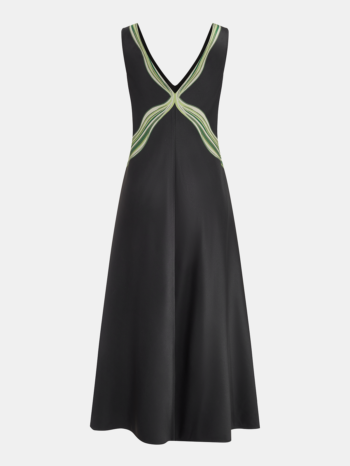 Robe midi sans manches à col en V et imprimé ondulé