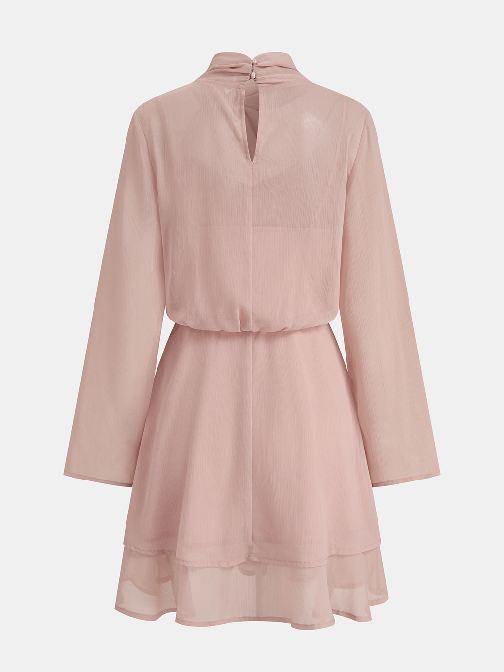 Halbtransparente Chiffon-Minikleid mit langen Ärmeln