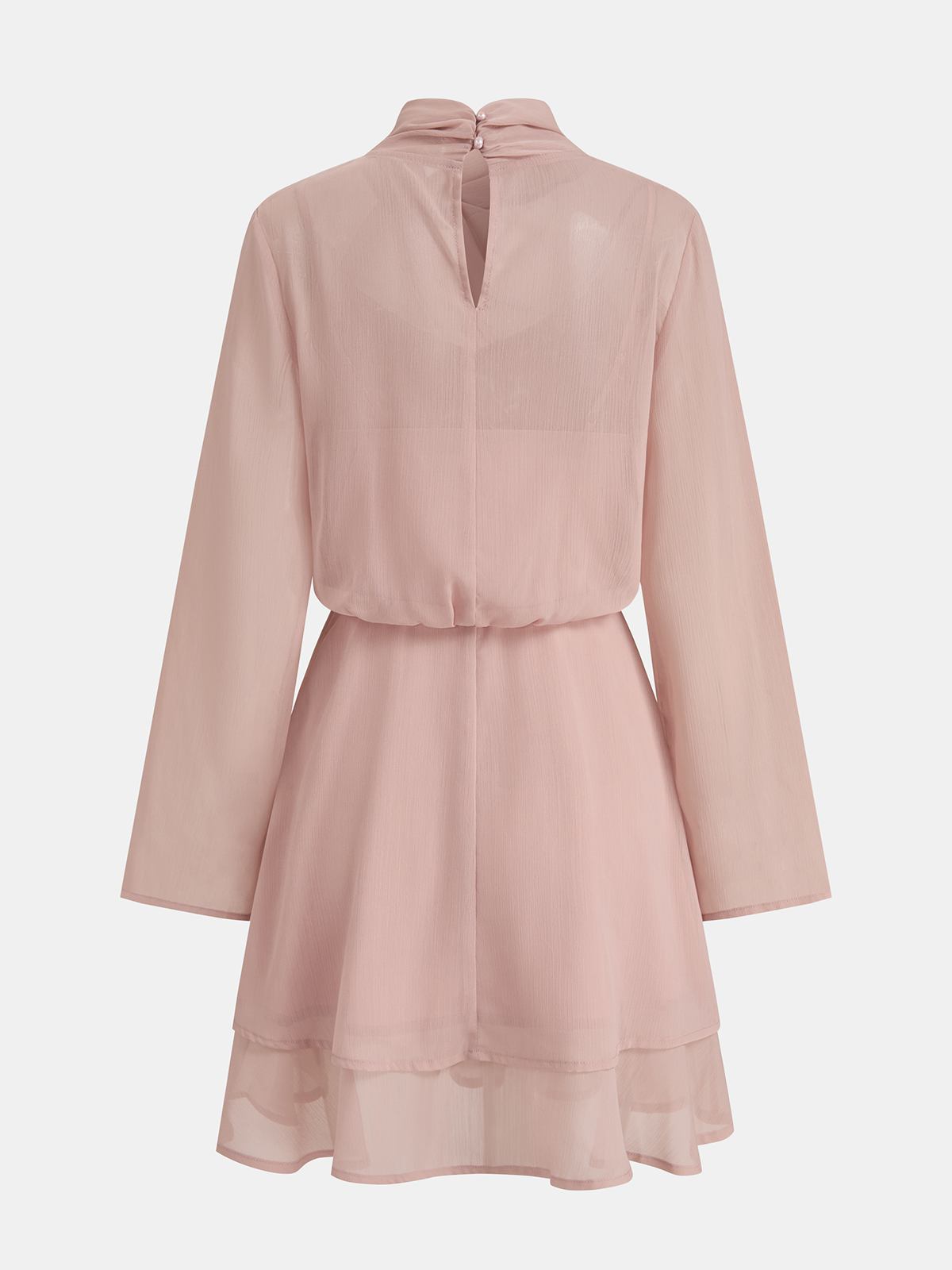 Halbtransparente Chiffon-Minikleid mit langen Ärmeln