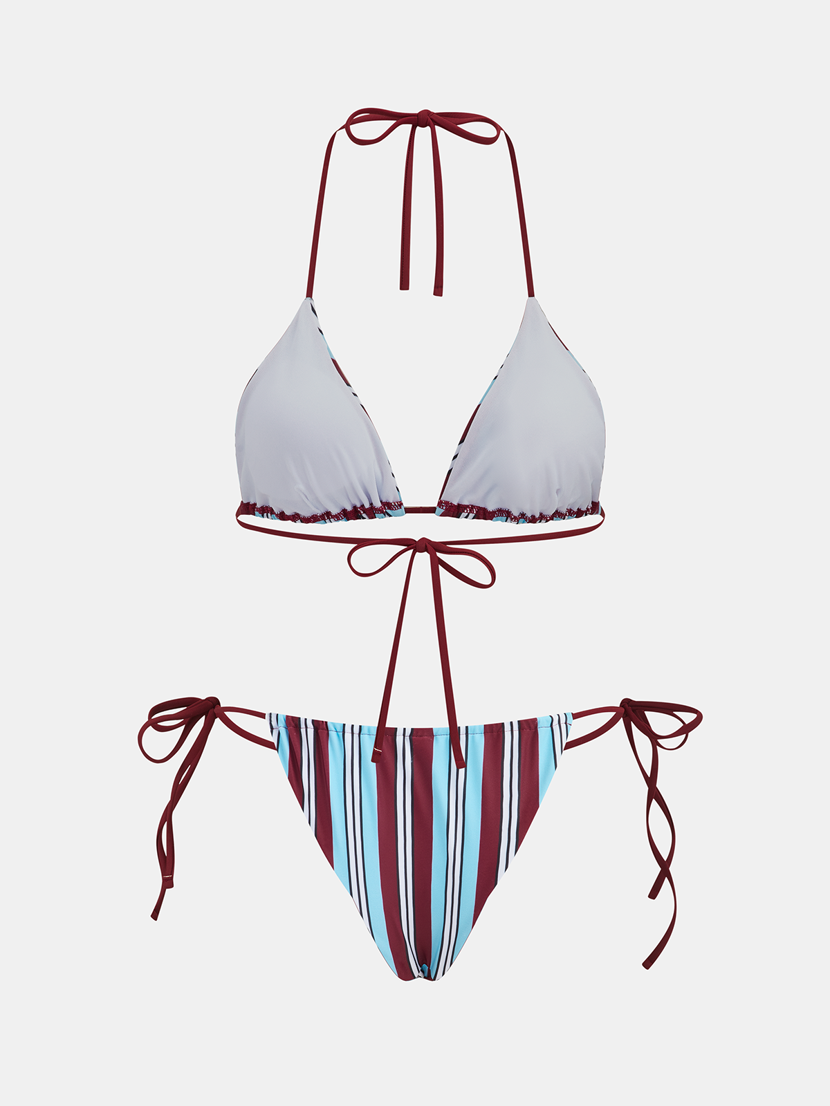 Ensemble de bikini triangle rayé