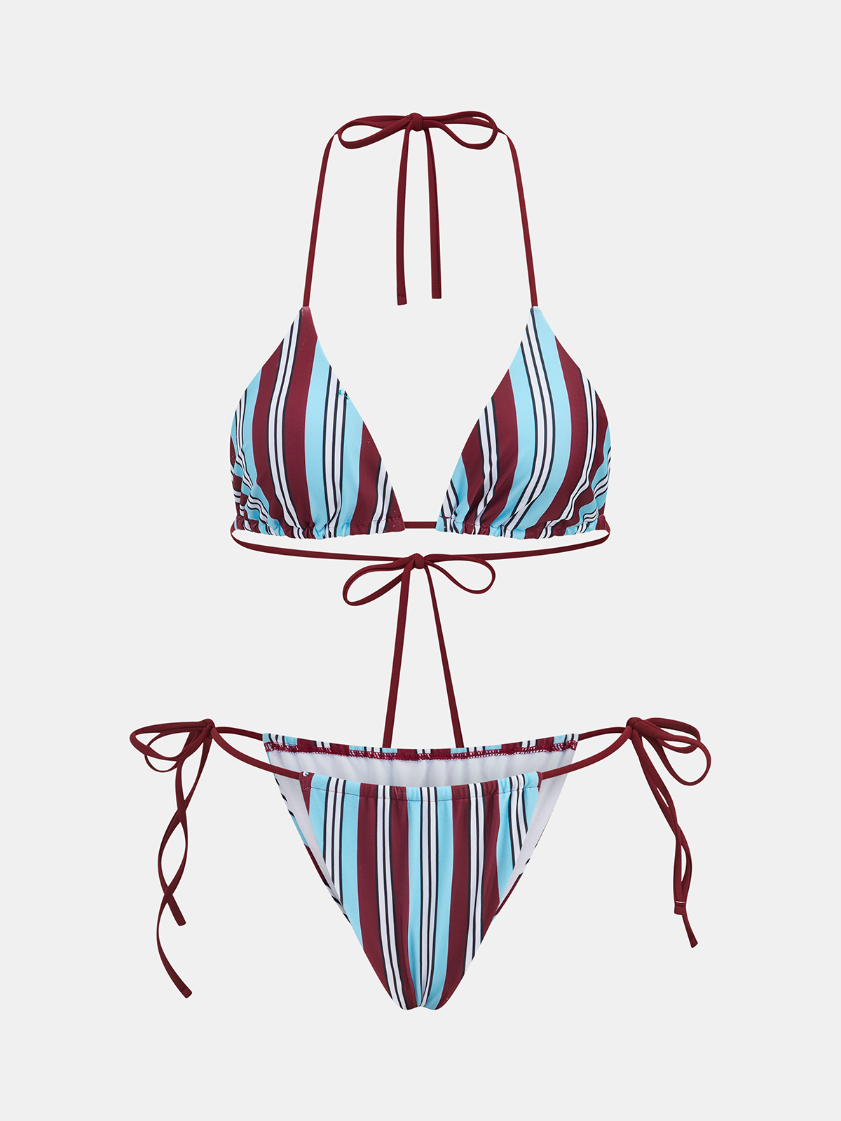 Ensemble de bikini triangle rayé