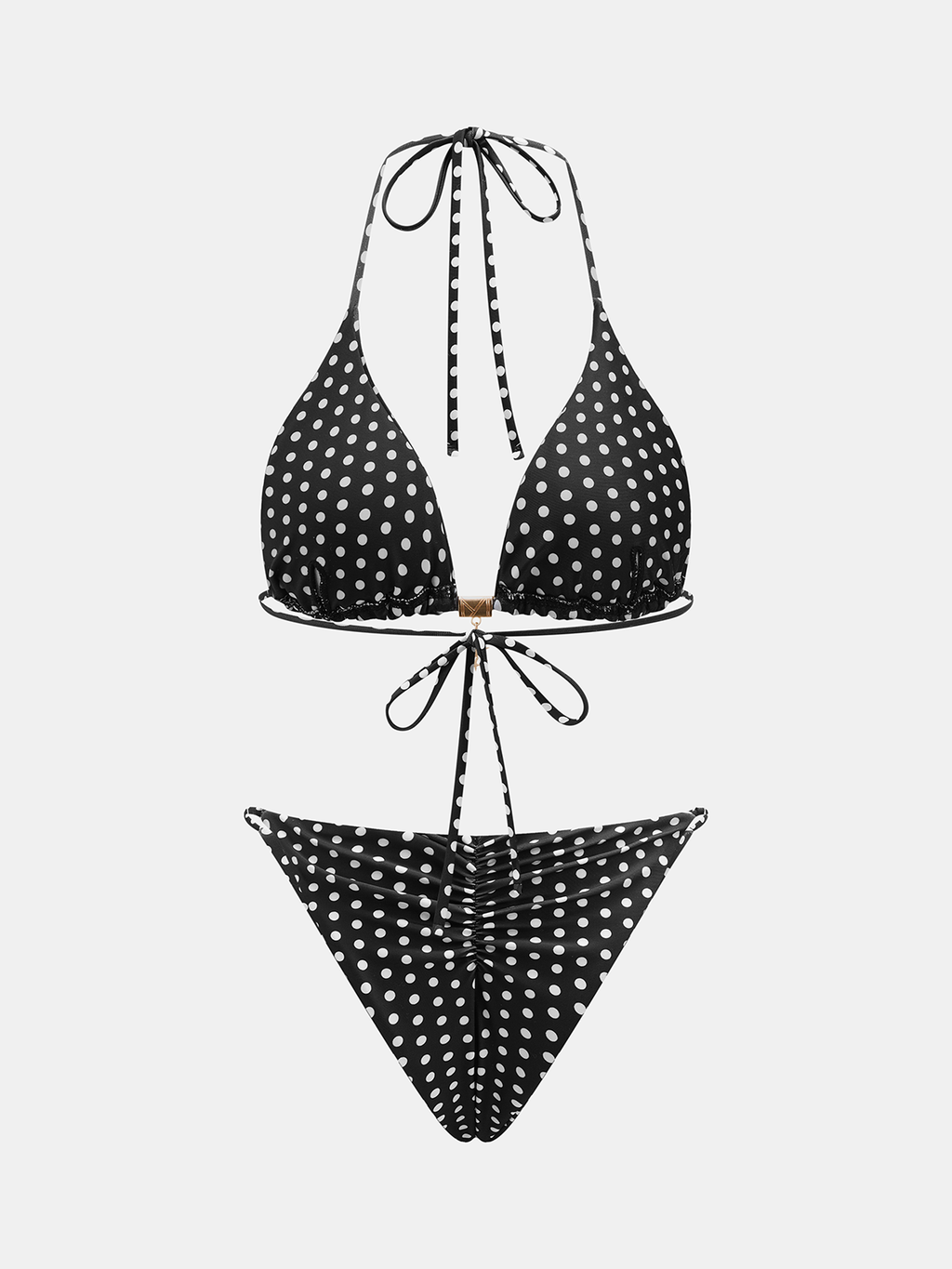 Gepunktetes Triangel-Bikini-Set