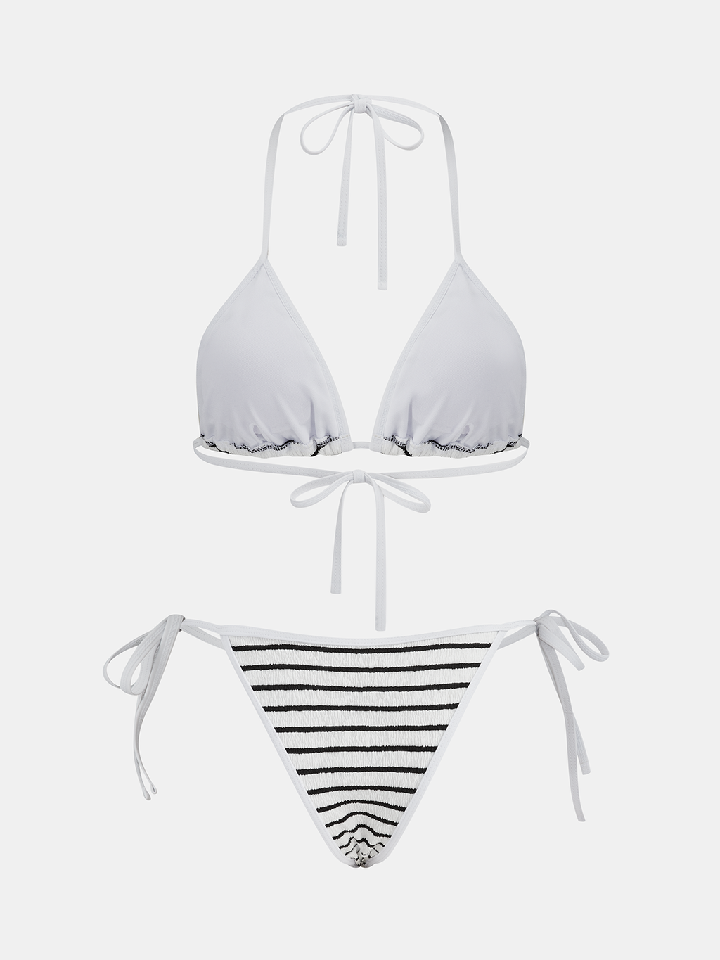 Gestreiftes Triangel-Bikini-Set mit Textur