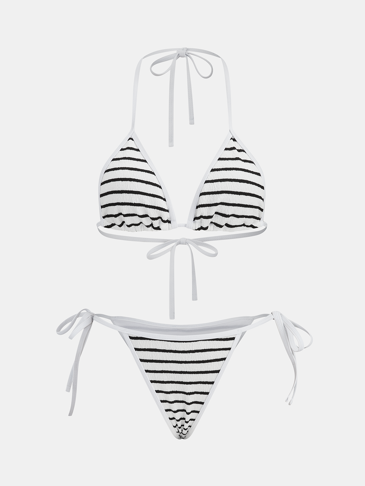 Gestreiftes Triangel-Bikini-Set mit Textur