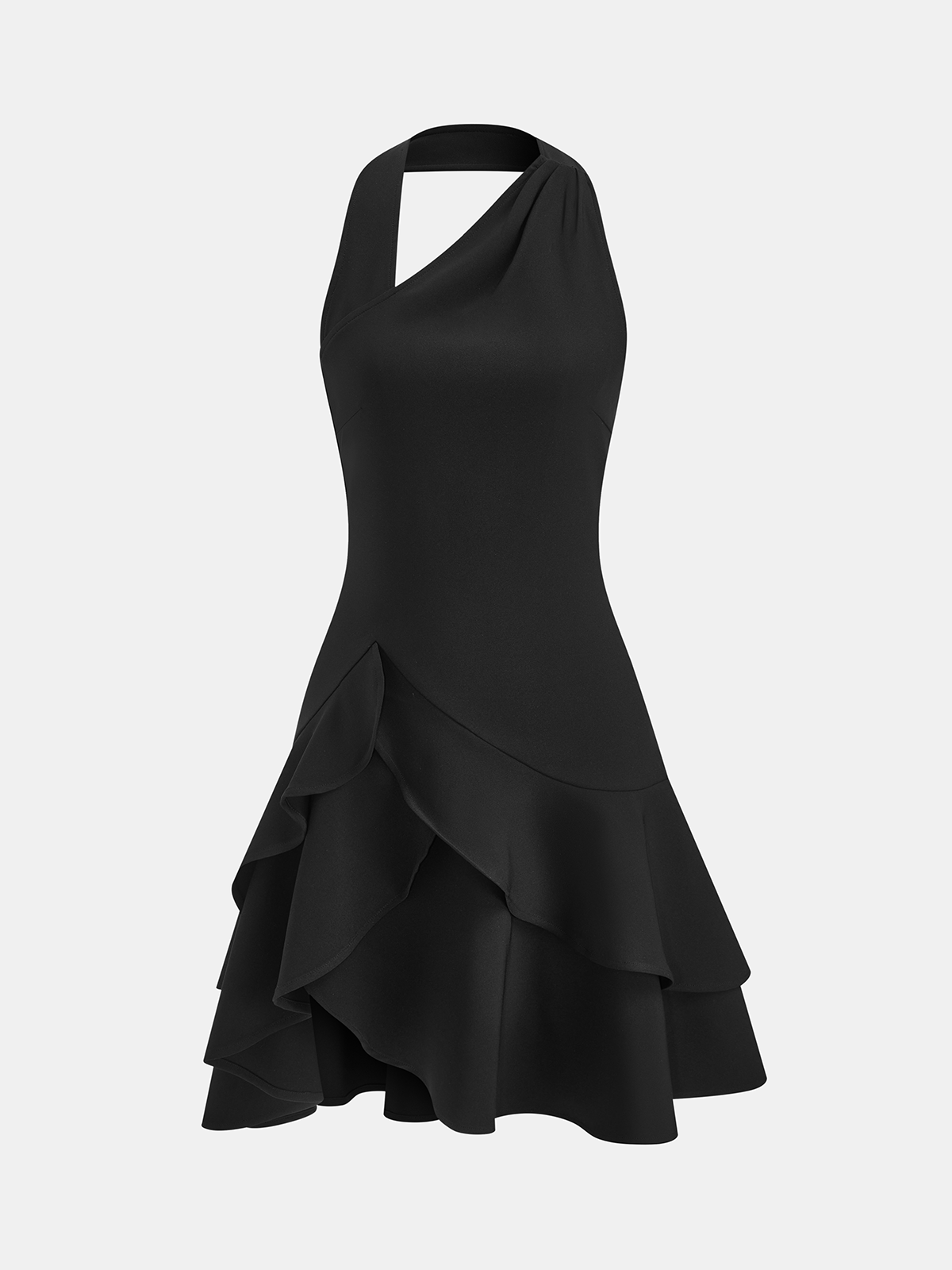 Mini-robe asymétrique à volants et licou
