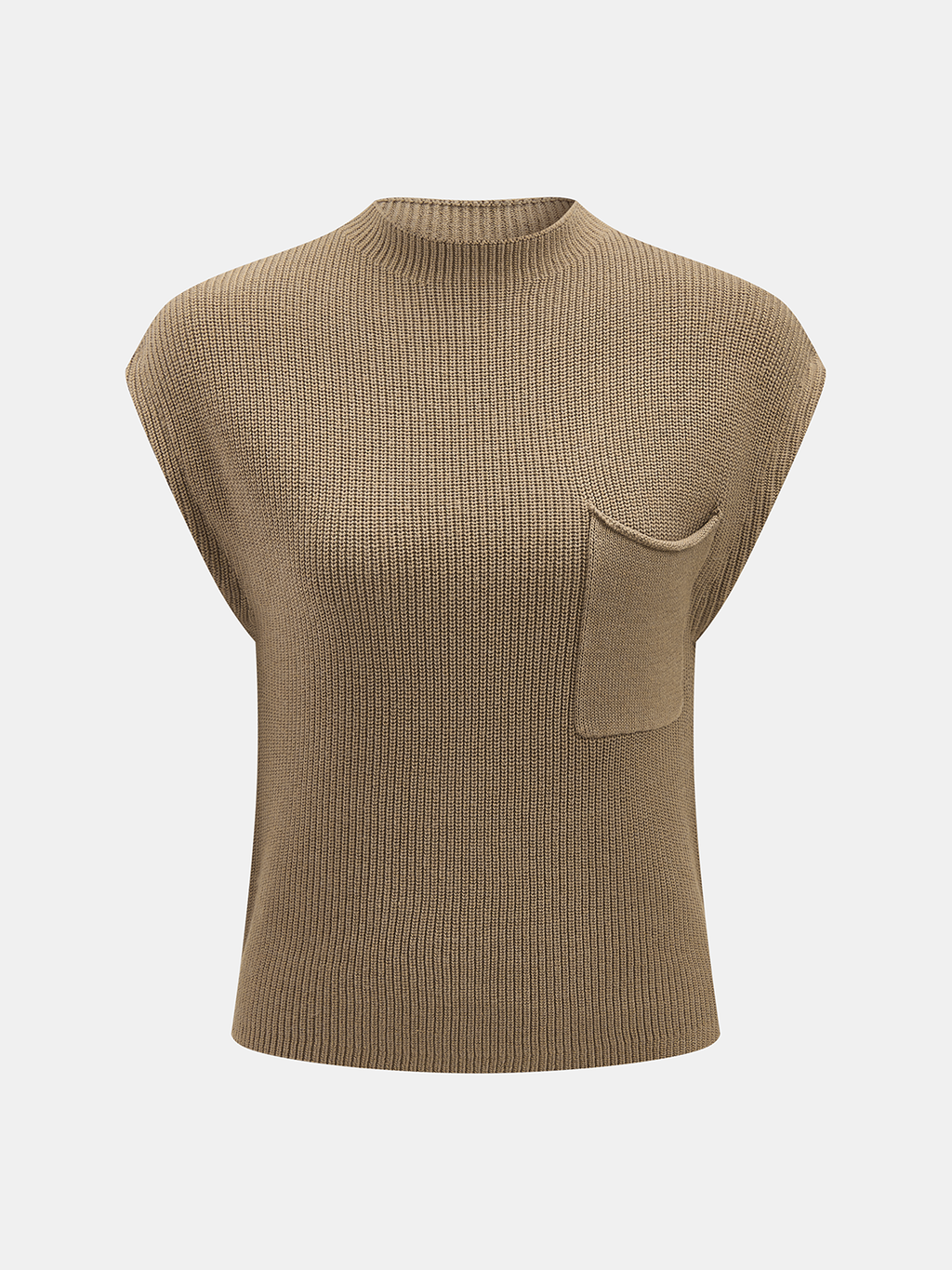 Ärmelloses Stricktop mit Stehkragen und Taschen