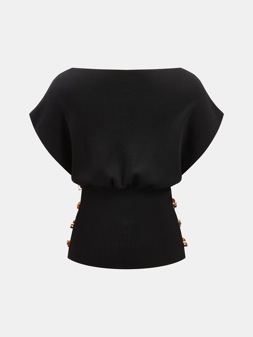 Bernsteinfarbenes Stricktop mit geraffter Taille