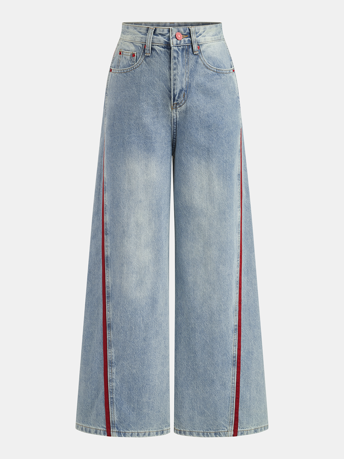 Jeans mit Seitenstreifen und geschwungenem Bein